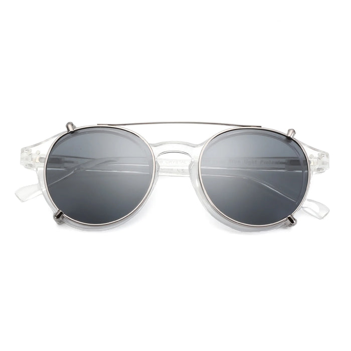 ZENOTTIC-Steampunk Style Clip On Sunglasses for Men Women Anti Blue Light Glasses+Polarized Clip Fashion/Retro Computer Eyewear