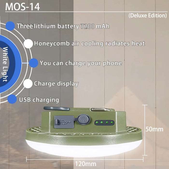 MOSLIGHTING Lámpara de tienda recargable, linterna portátil de emergencia, luz para mercado nocturno, bombilla para camping al aire libre, linterna LED para el hogar