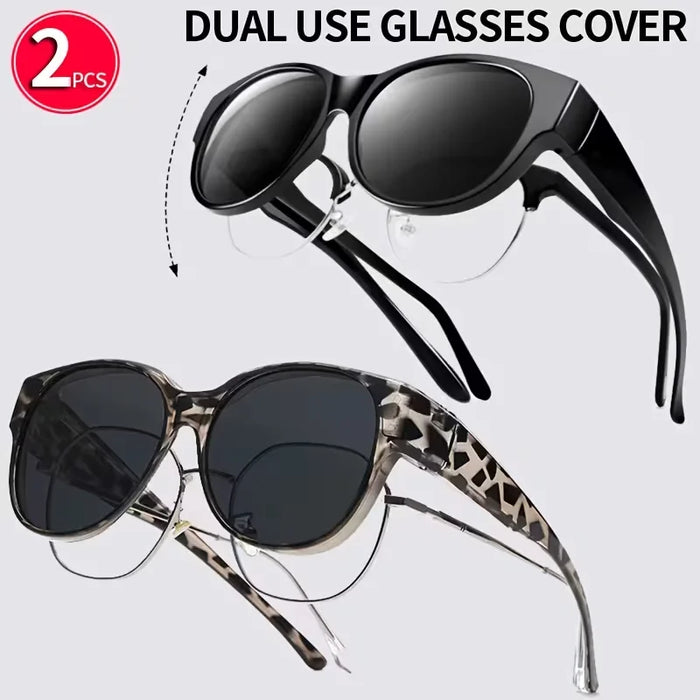 Lot de 2 lunettes à grande monture tendance, convenant aux hommes et aux femmes pour la décoration extérieure