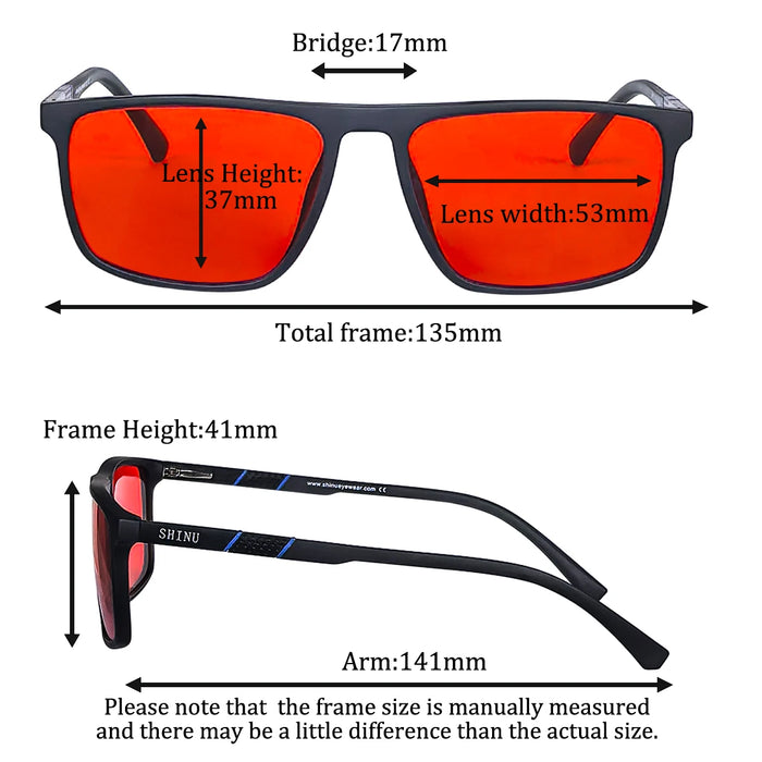 SHINU Red Glasses Blue Light Blocking Computer Glasses Orange Clear Lenses Glasses Anti Radiation Protection Eyeglasses