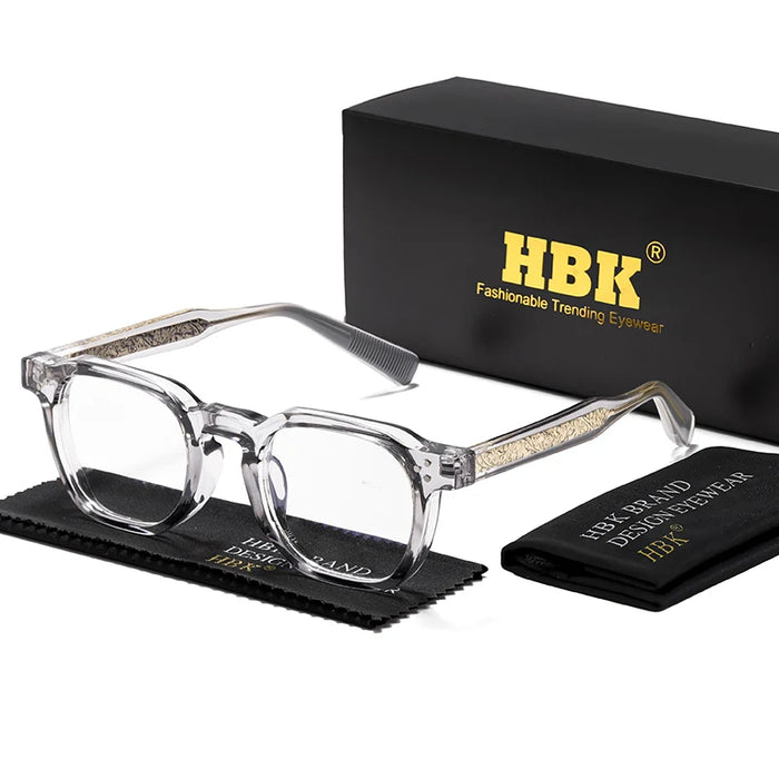 HBK Retro Square Glasses Frames Men Flat Lenses Anti Blue Light TR90 Eyeglass Frames High-Quality Reading Eyeglasses for Women