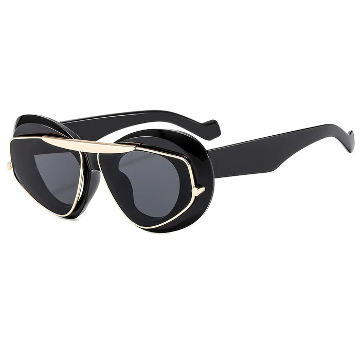 NEW Punk Oval Sunglasses 2000'S Women Men Y2K Hip Hop Luxury Brand Square Sun Glasses UV400 Unisex Shades Eyewear