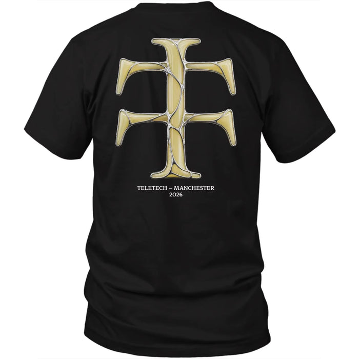 Teletech Manchester 2026 Camiseta Estampada en la Espalda Techno Rave Música Electrónica Camiseta Gráfica de Algodón Oversized para Hombre y Mujer