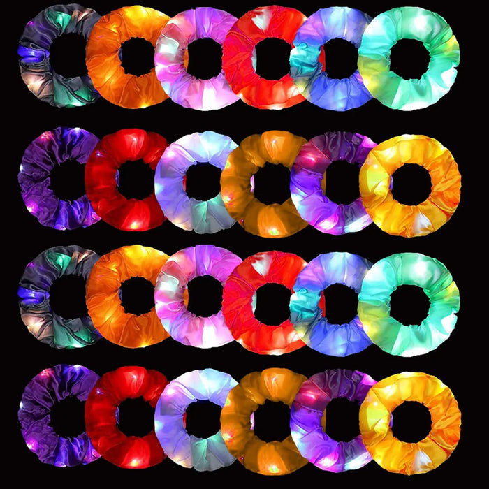 Light Up Scrunchies, LED Scrunchies Hair Bands, Elastic Glow in the Dark Srunchies Rave Accessories for Women Birthday Halloween