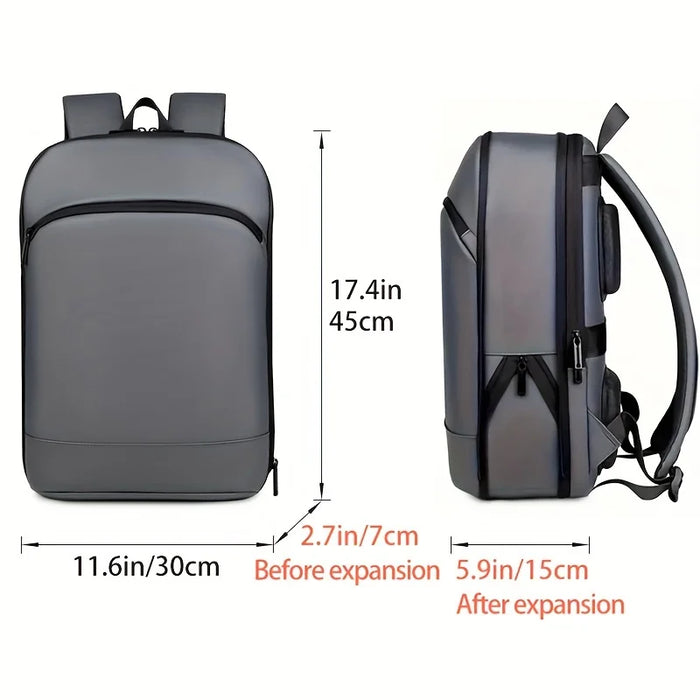 Guangzhou-made single-piece men's solid color expandable business backpack with durable zipper and multiple compartments
