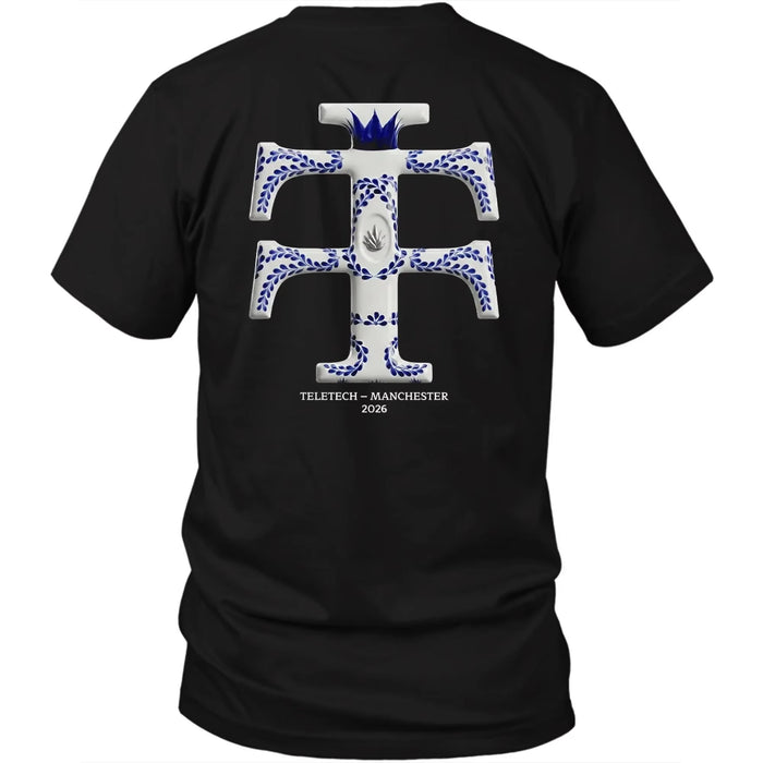 Teletech Manchester 2026 Camiseta Estampada en la Espalda Techno Rave Música Electrónica Camiseta Gráfica de Algodón Oversized para Hombre y Mujer