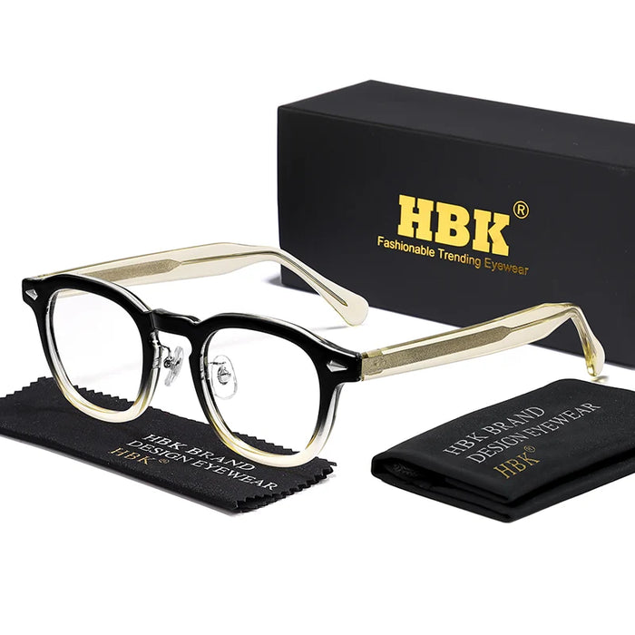 HBK Retro Oval Glasses Frames Transparent Lenses Men High Quality TR-90 Frame Glasses Women's Reading Computer Eyewear