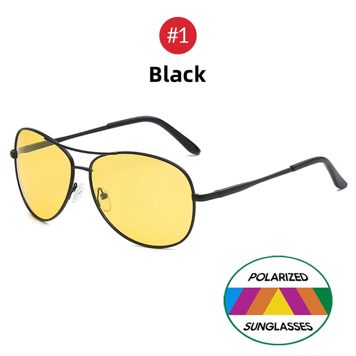 Gafas de visión nocturna VIVIBEE Pilot para conducir, lentes amarillas polarizadas UV400, gafas de aviador para hombre, lentes de sol de visión nocturna