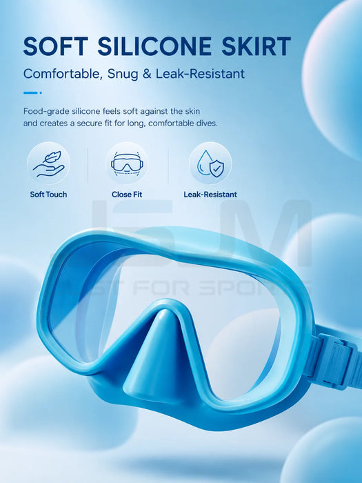 JSJM New 3PCS Snorkel Set Diving Mask Wet Snorkel Anti Fog Leak Proof Tempered Glass Wide View Silicone for Adults Men Women