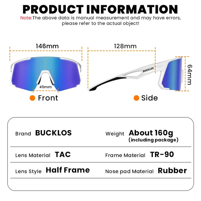 BUCKLOS Polarized Cycling Glasses UV400 Outdoor Sports Sunglasses Men Women MTB Cycling Goggles Road Bike Eyewear