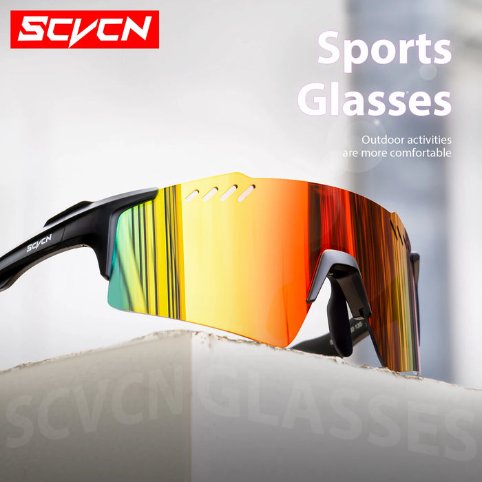 SCVCN UV400 Cycling Glasses Outdoor Running Sunglasses Men Women MTB Road Bike Glasses Hiking Drive Bicycle Sports Sunglasses