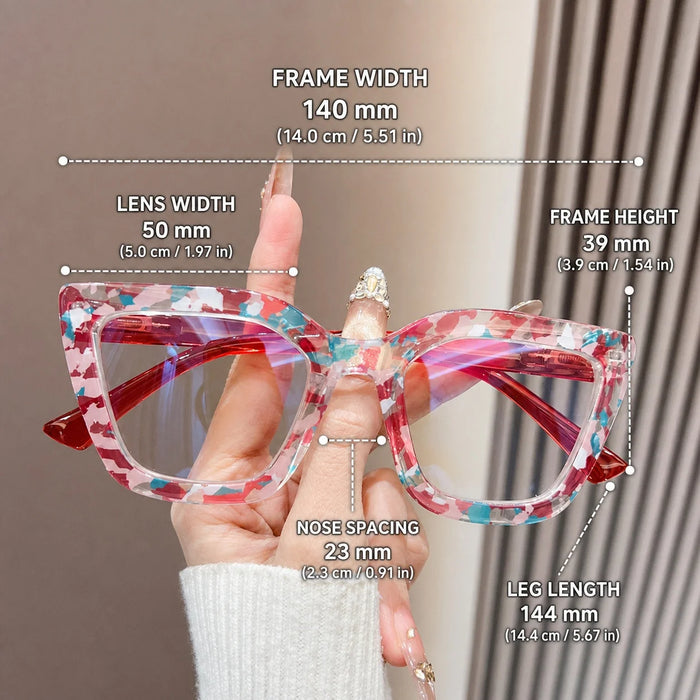 Fashion Floral Cat-Eye Reading Glasses for Women, Home Office & Phone Viewing, Face-Shaping Trendy Reading Glasses