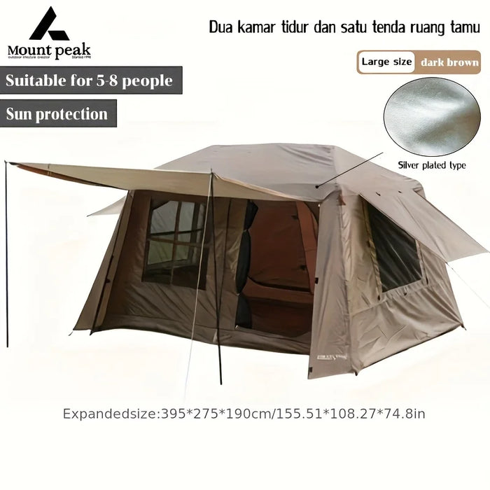 Mount Peak Automatic Large Camping Tent 3-8 People Quick Set Up Ridge Tent with Canopy, Suitable for Outdoor Wilderness Adventur