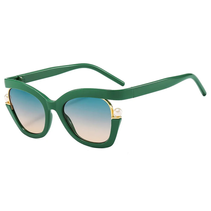 New Cat Eye Pearly Sunglasses Women Square Luxury Female Sun Glasses Ladies Green Shades Summer Eyewear UV400 Oculus Gafas