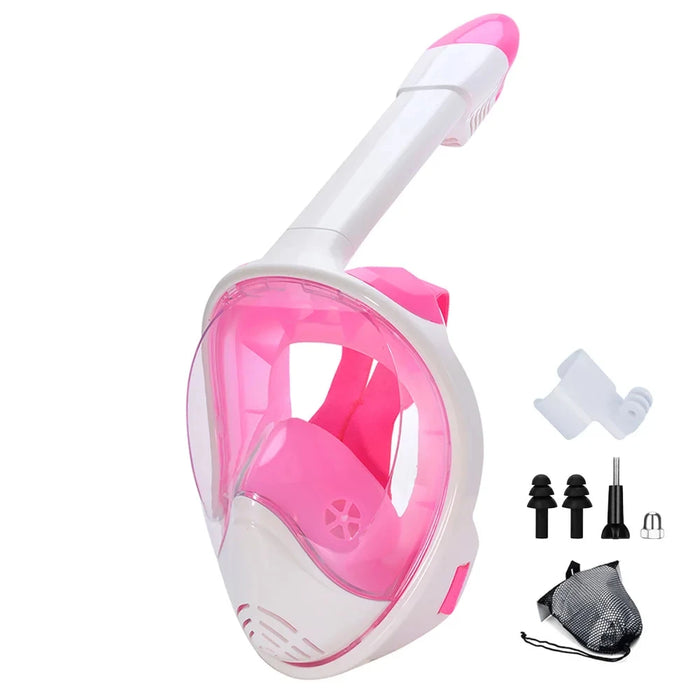 Full Face Snorkel Mask Snorkeling Swimming Diving Mask with Detachable Camera Mount Wide View Anti-Fog Anti-Leak for Adult Youth