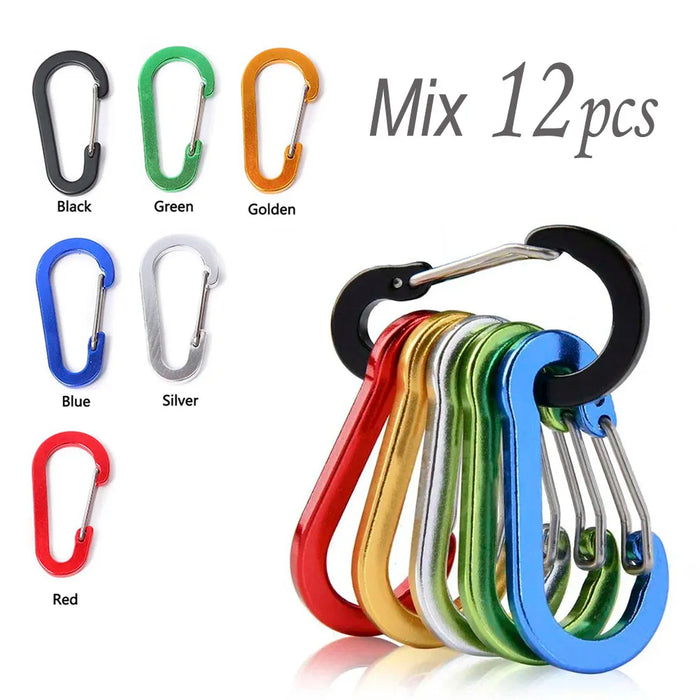 1/6/12 piezas Mosquetón de aluminio Clip Llavero Mosquetones Bloqueo Hebilla Broche Herramienta múltiple para exteriores Mochila Senderismo Pesca Gancho