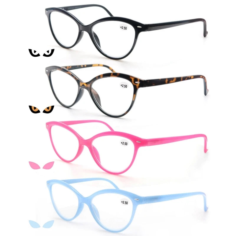 Lunettes de lecture pour femmes petits visages, œil de chat, vintage, mode, monture œil-de-chat rétro, verres clairs, ultra-légères, dioptrie +1.25 +2.0