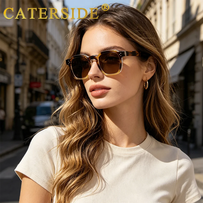 CATERSIDE Mode Hommes Lunettes de Soleil Petit Cadre Carré Design Personnalisé Lunettes de Soleil Femmes Voyage Fête Affaires Festival Cadeau