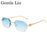Petites lunettes de soleil rectangulaires punk sans monture homme 2026, monture léopard de luxe sans bords, verres découpés, style rétro, monture métal doré
