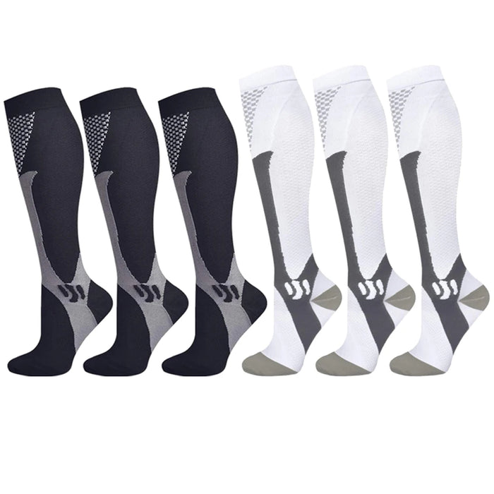 6Pairs Compression Socks 20-30mmHg High Stockings Men & Women Sports Marathon Cycling Football Varicose Veins EU35-45