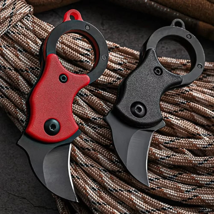 1 unidad NUEVO Mini Cuchillo Llavero Acero Inoxidable Camping Pequeño Cuchillo Mini Portátil Pelador Hoja Fija Multiherramienta EDC con Ca