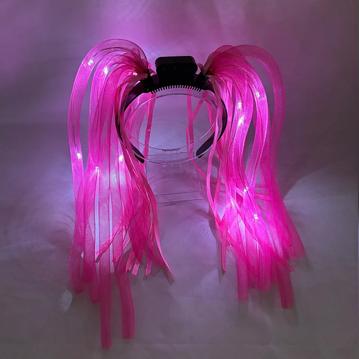 Funny LED Light Up Flashing Party Noodle Bridal Headband LED Glasses Girls Noodle Hair Bachelorette Party Rave Costume Dress Up