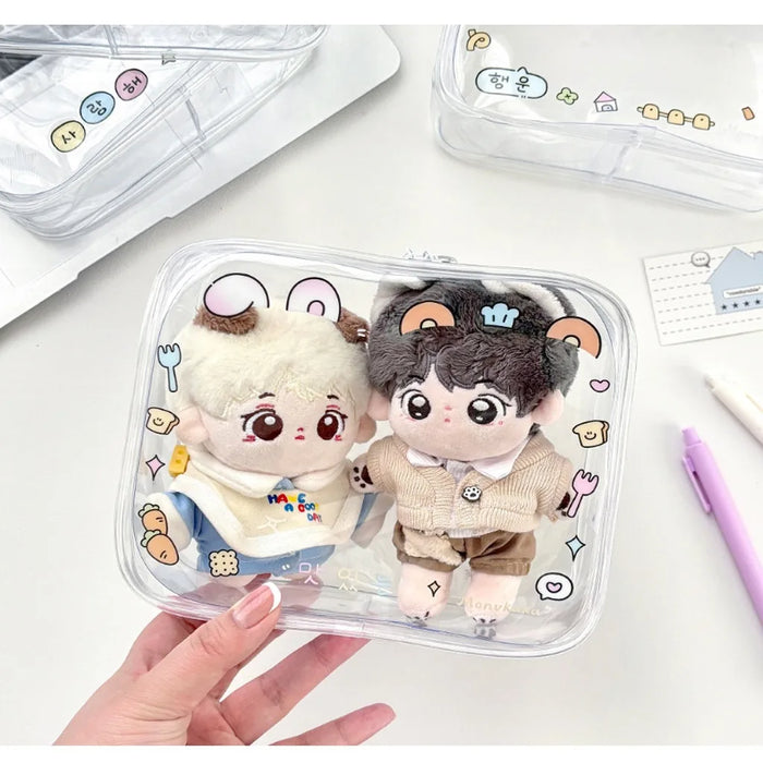 Bolsa de almacenamiento para muñecas en pareja, de PVC transparente con cremallera, organizador a prueba de polvo para muñecas de peluche, estuche de exhibición, mochila exterior, bolsa colgante