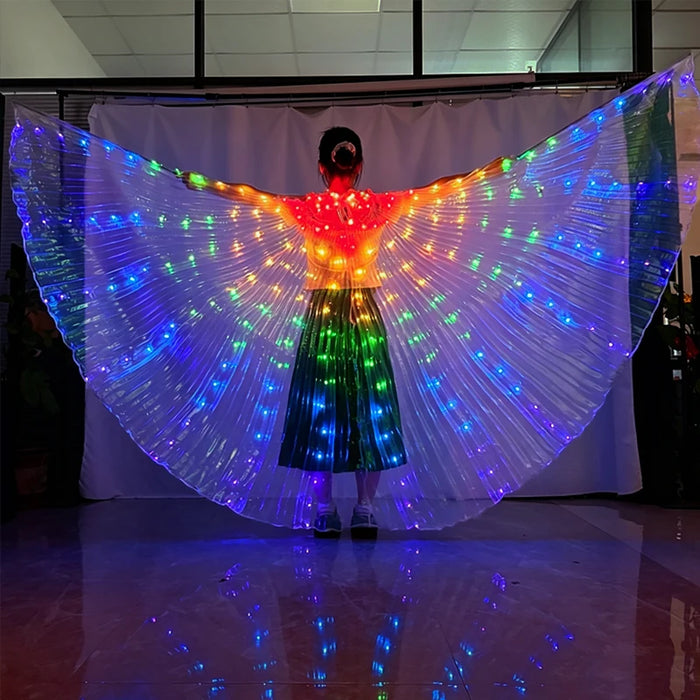 LED Light Up Belly Dance Wings Glowing Fairy Wings Luminous Butterfly Isis Wing Performance Dance Party Rave Costumes