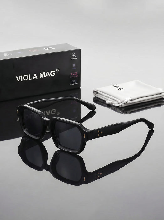 VIOLA MAG Retro Rectangular Glasses, Small Frame Business Daily Casual Glasses, with Glasses Bag