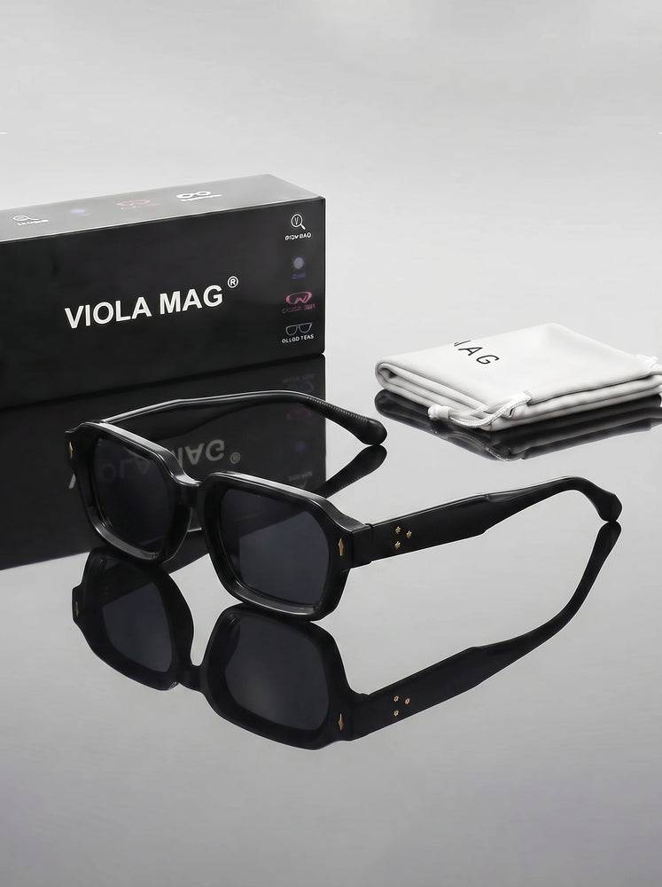 VIOLA MAG Retro Rectangular Glasses, Small Frame Business Daily Casual Glasses, with Glasses Bag
