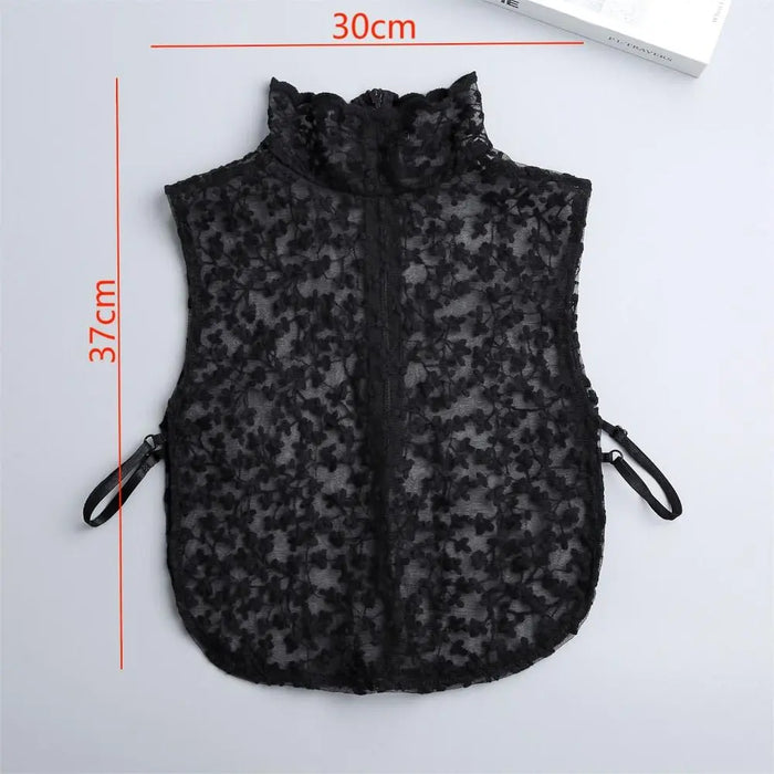 Beautiful Petal Fake Collar Black Lace False Blouse Detachable Lapel False Collar Sweater
