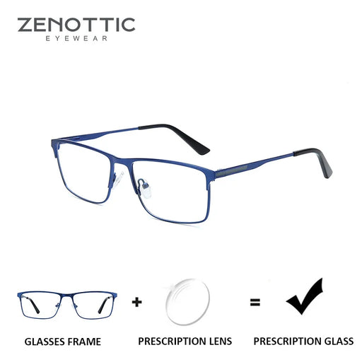 Lunettes de vue carrées progressives ZENOTTIC en alliage pour hommes, anti-lumière bleue/photochromiques