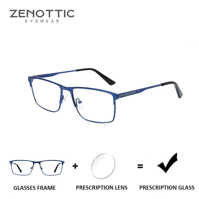 Gafas de Presbicia Progresivas Cuadradas de Aleación ZENOTTIC para Hombre, con Protección contra Luz Azul/Fotocromáticas Ópticas