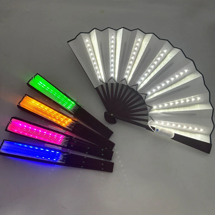 Luminous Folding LED Fan Dancing Light Fan Flashing For Night Music Show Rave Festival Accessories Glowing In The Dark Party