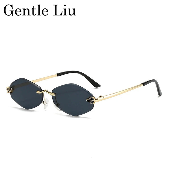 Gafas de sol hexagonales sin montura a la moda para mujer 2026, de marca de lujo, estilo Y2K Punk, sexy, para viajar, lentes de sol para mujer, gafas sin montura de rombos