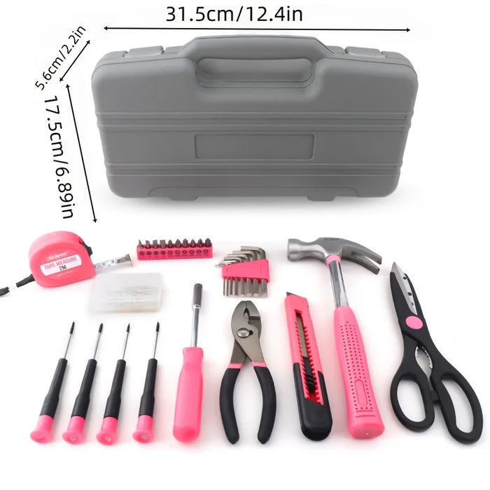 62 Piece Multifunctional Portable Home Repair Tool Kit with Hammer Pliers Wrench Screws Ideal DIY Gift for Men Women Fathers Day