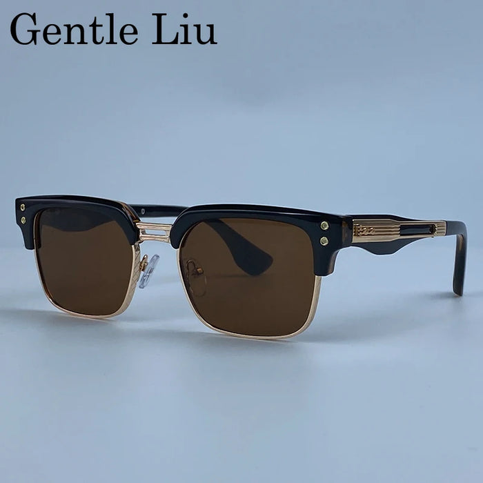 Retro Photochromic Classic Square Punk Sunglasses Men Metal Frame Driving Sun Glasses Male Vintage Luxury Brand Eyewear Shades