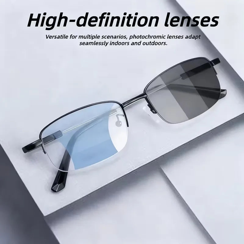 2026 Titanium Photochromeic Progressive Multifocal Reading Glasses Men Anti Blue Light Multifocus Reading Glasses Women 1.0-3.5