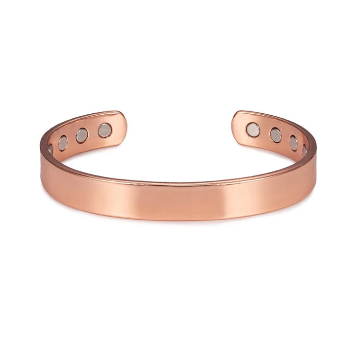 Vinterly Pure Copper Bracelets for Women Men 10mm Wide Adjustable Cuff Copper Magnetic Bangles Arthritis Healing Energy Jewelry