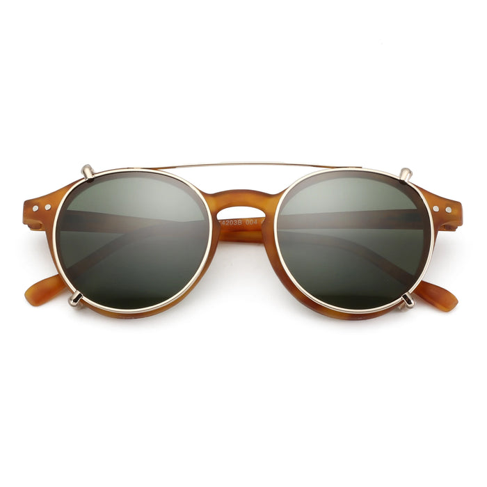 ZENOTTIC-Steampunk Style Clip On Sunglasses for Men Women Anti Blue Light Glasses+Polarized Clip Fashion/Retro Computer Eyewear