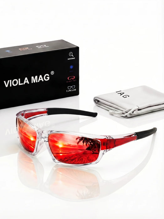 VIOLA MAG Premium Sports Sunglasses, Ultra-light TR90 Frame Wrap-around Glasses, Stylish Fishing Sunglasses, with Protective Cas