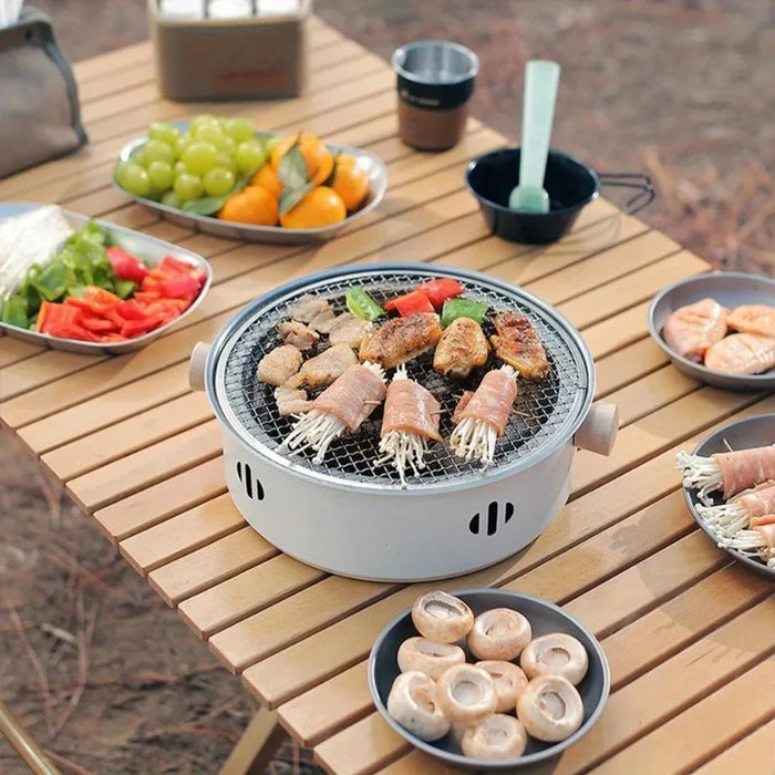 Mini Parrilla Portátil de Acero Inoxidable para Barbacoa con Rejilla, Barbacoa Desmontable de Carbón para Uso Doméstico