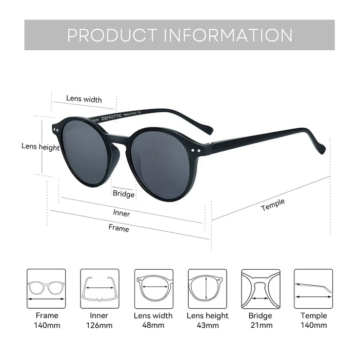 ZENOTTIC (S Size) Retro Circular Polarized Sunglasses 2026 2025 Men Women Vintage Small Round Sun Glasses UV400 Goggles Shades