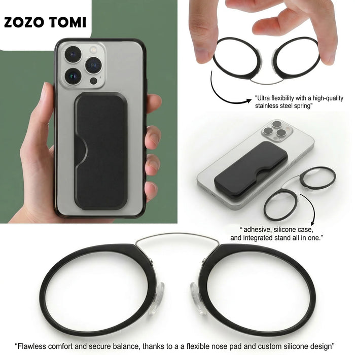 Portable Nose Clip Reading Glasses Men Women Mini Legless Presbyopic Eyeglasses Stick On Phone Case Wallet Pocket Reader Glasses