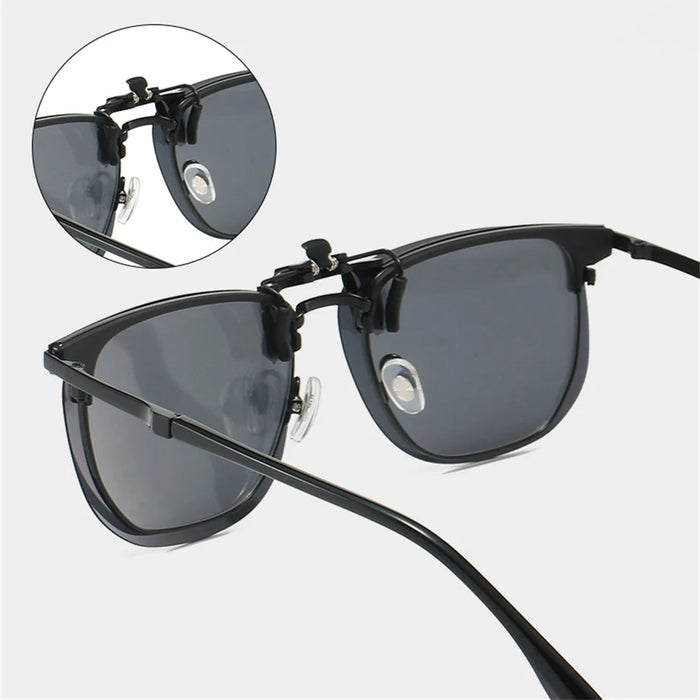 VIVIBEE Gafas de Sol con Clip Abatible Polarizadas para Hombre Cuadradas UV400 Fotocromáticas de Visión Nocturna para Mujer Clásicas con Clip de Espejo