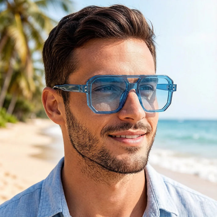 Lunettes de soleil carrées vintage à double pont pour hommes et femmes, de luxe, pour l'extérieur, lunettes de soleil pilote pour femmes, protection UV400