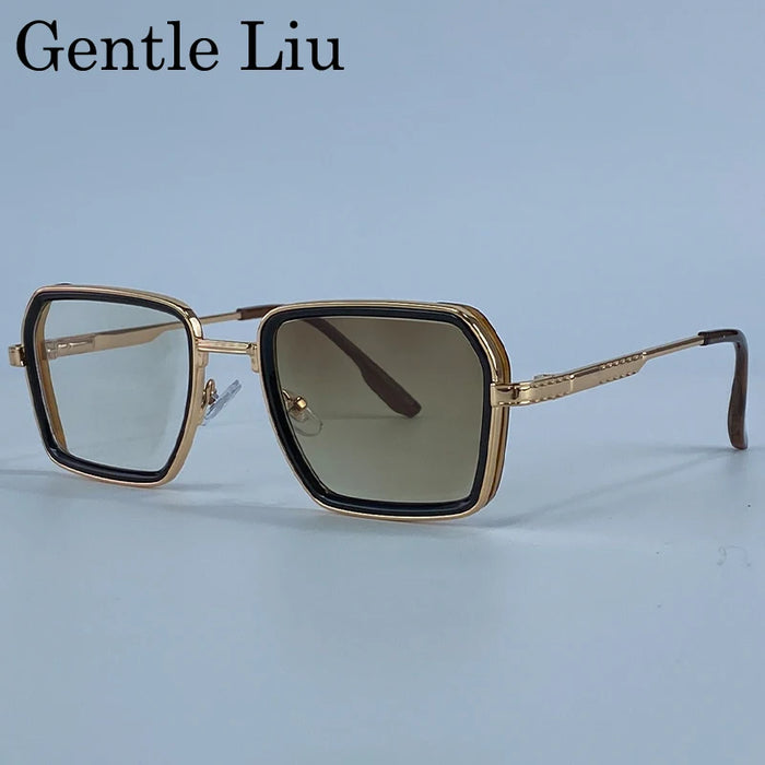 Steampunk Polygon Polarized Sunglasses Men 2026 Luxury Brand Change Color Sun Glasses For Male Driving Eyewear Metal Frame Shade