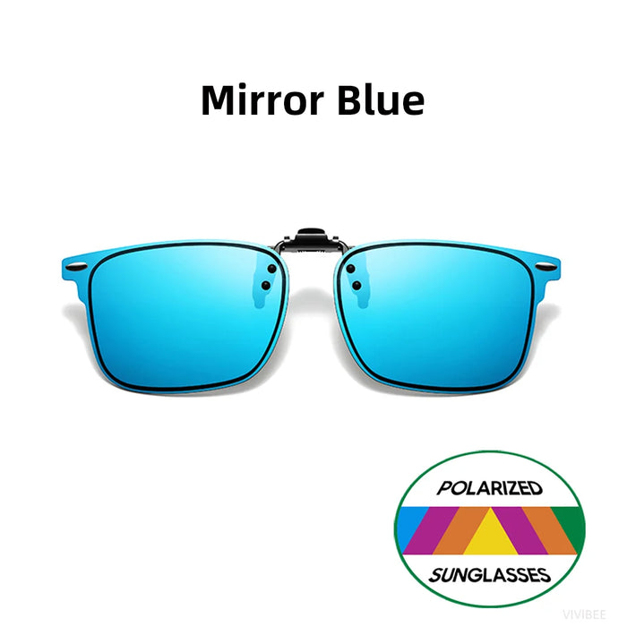 VIVIBEE Lunettes de soleil polarisées à clipser relevables et sans monture pour la conduite de nuit anti-éblouissement, avec verres de mode effet miroir vert