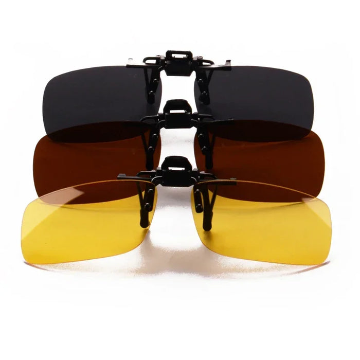 SHINU Clip On Polarized Glasses Anti Blue Light polarized sunglasses worn over glasses Yellow Lenses glasses for night driving