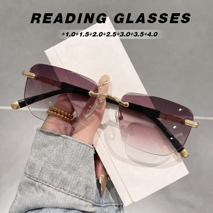 Lunettes de lecture solaires sans monture à bords coupés pour hommes, adaptées à la conduite en extérieur, aux loisirs quotidiens et à la lecture avec protection solaire